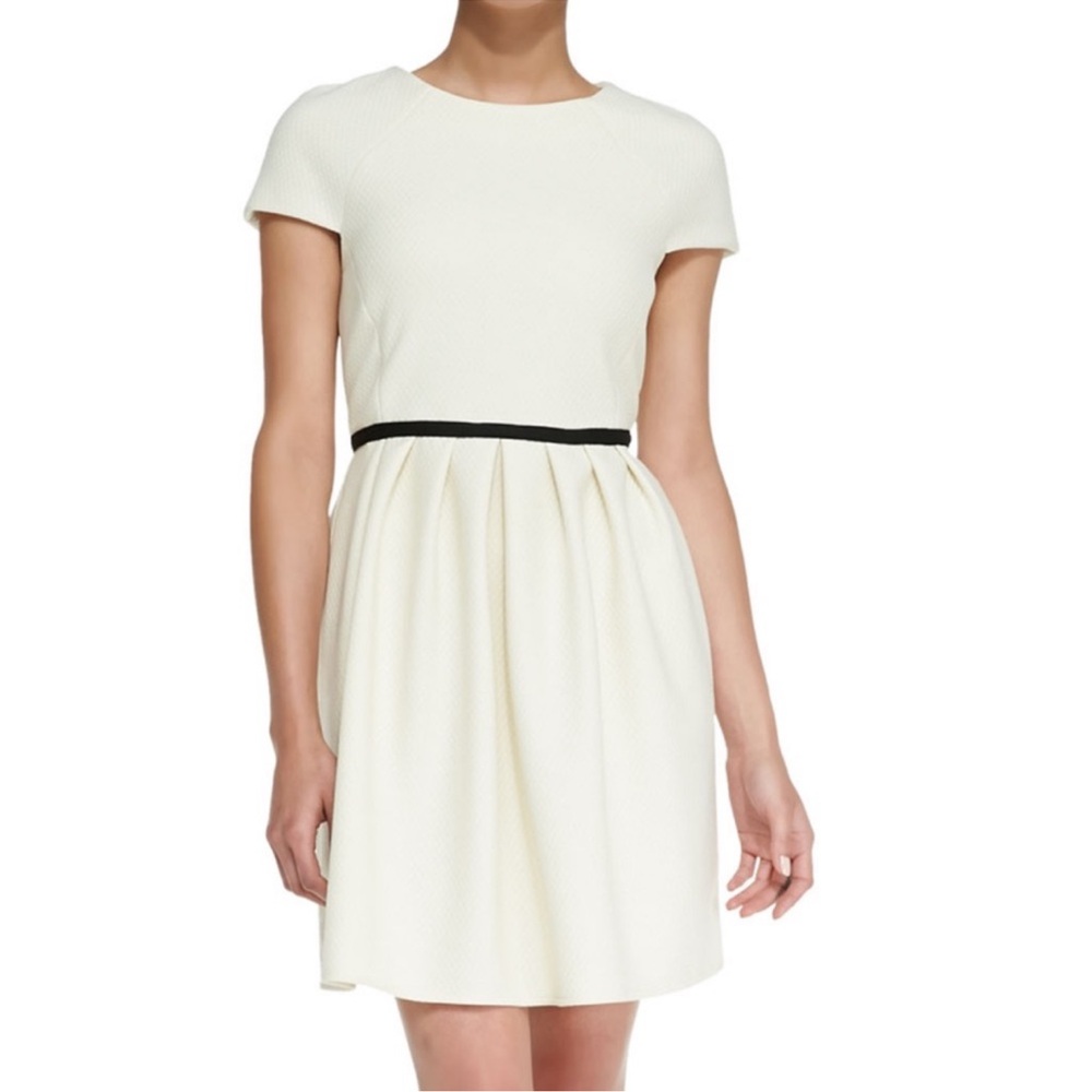 4.Collective Diamond Knit Pleated Fit and Flare Dress Cream Size 4